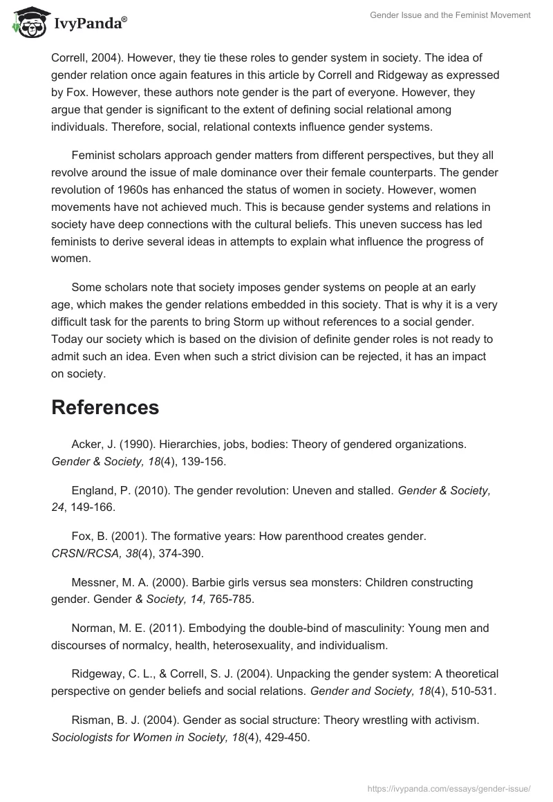 Gender Issue and the Feminist Movement. Page 4