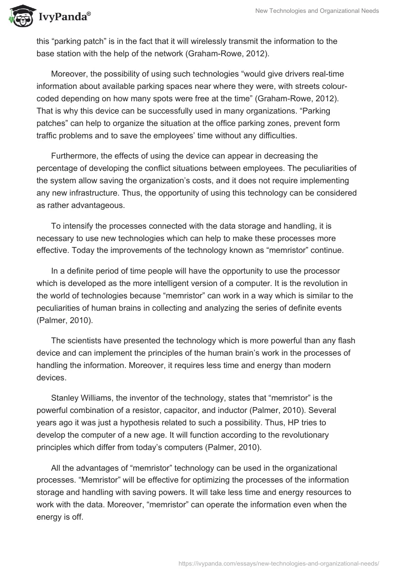 New Technologies and Organizational Needs. Page 2