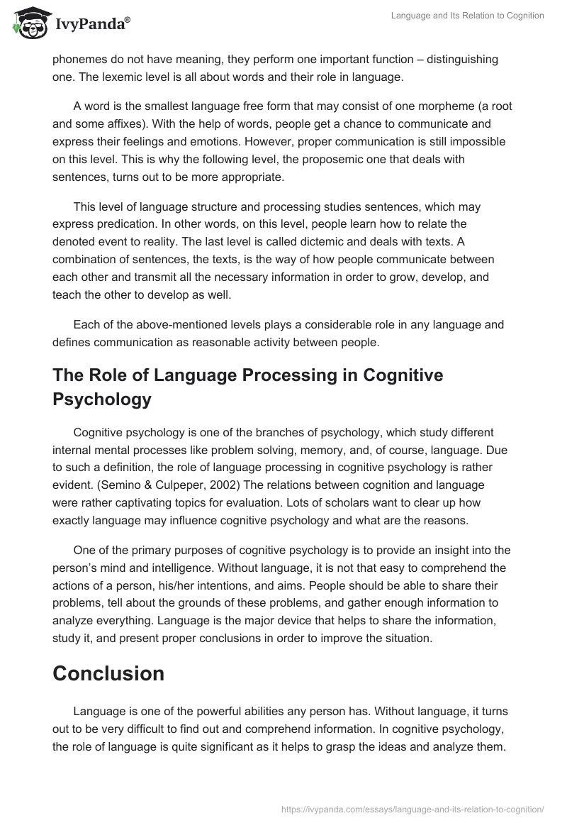 Language and Its Relation to Cognition. Page 3