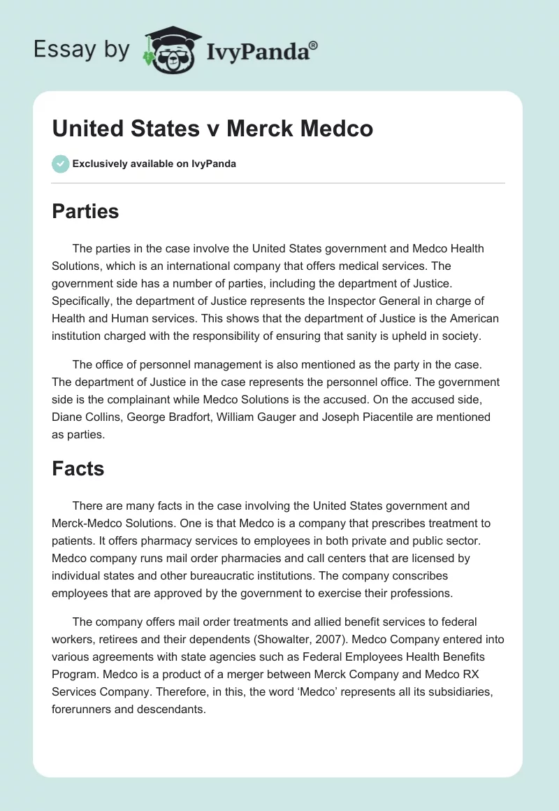 United States v Merck Medco. Page 1