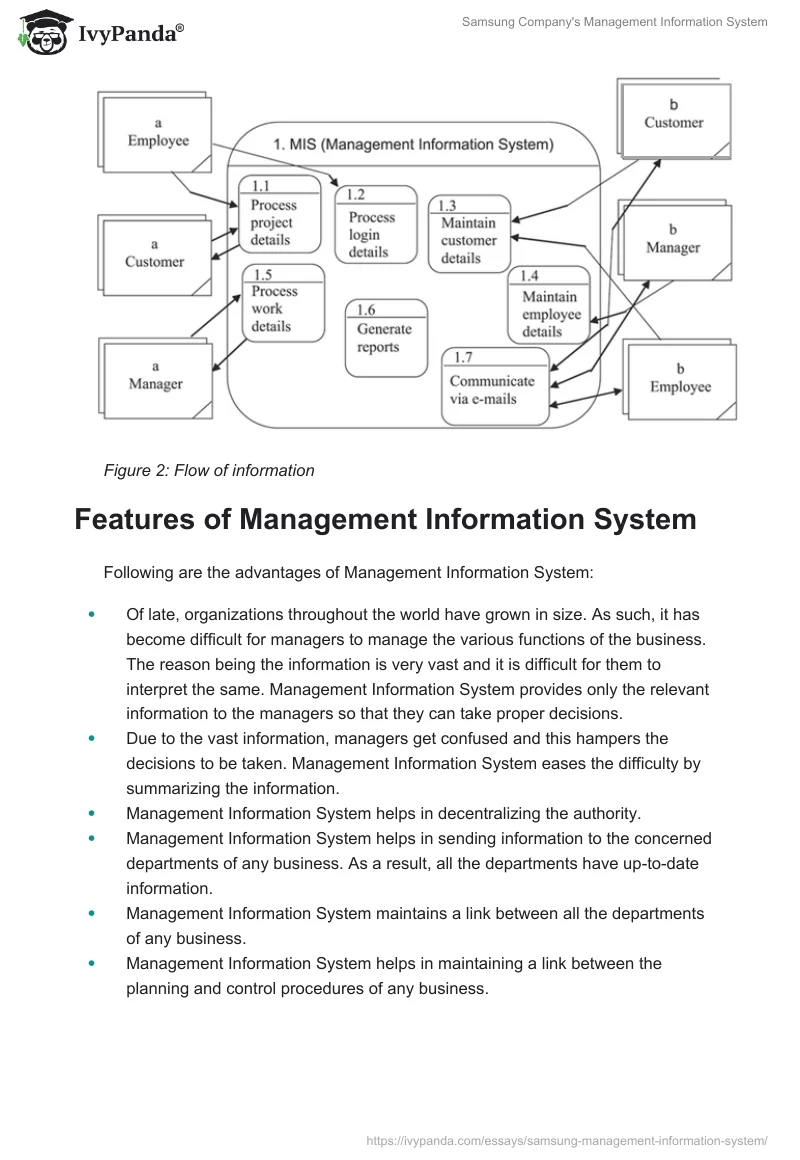 Samsung Company's Management Information System. Page 5