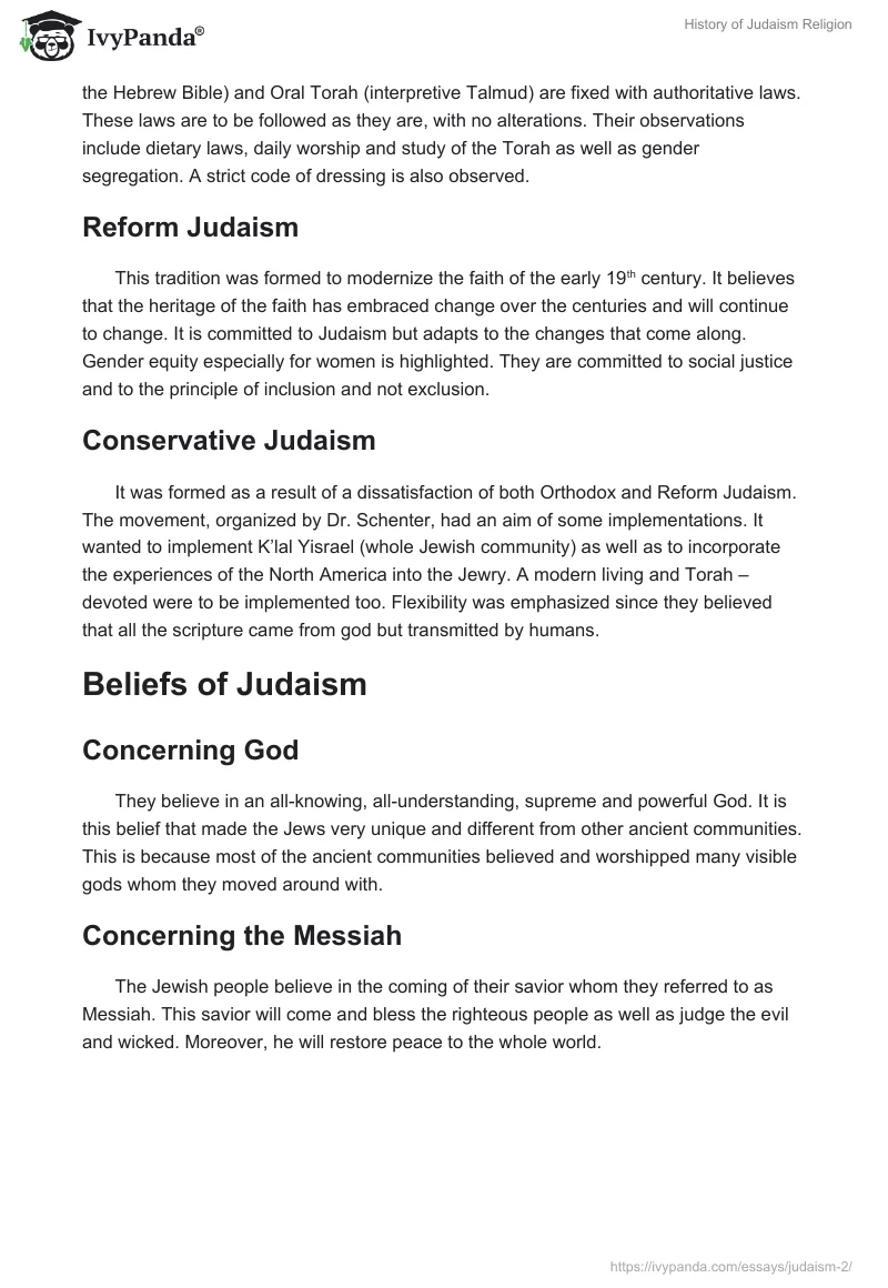 History of Judaism Religion. Page 2