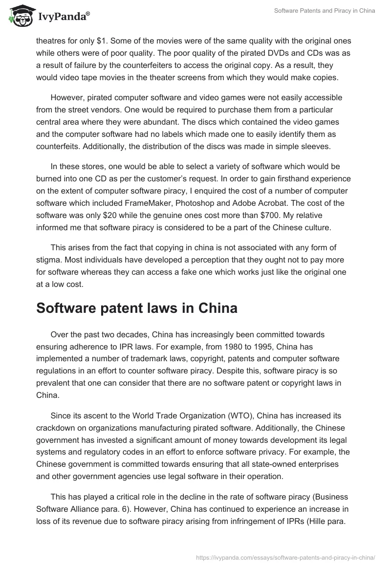 Software Patents and Piracy in China. Page 3