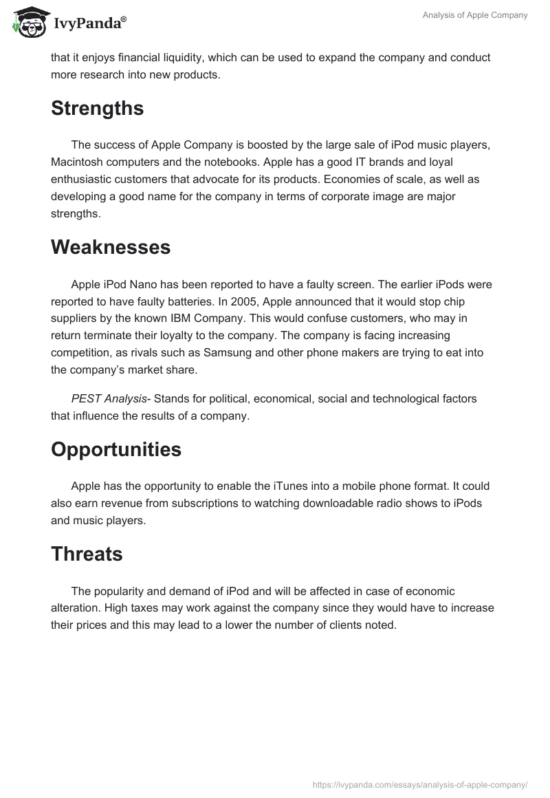 Analysis of Apple Company. Page 2