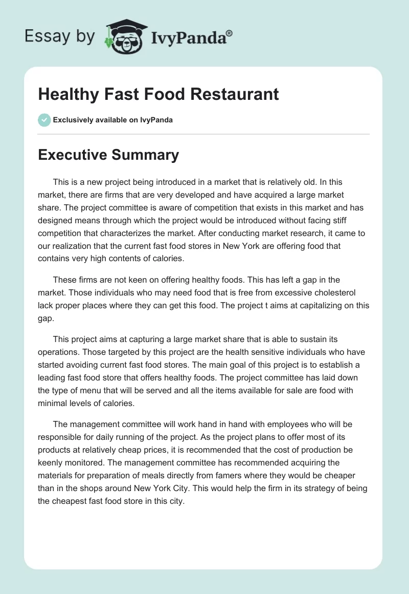 Healthy Fast Food Restaurant. Page 1