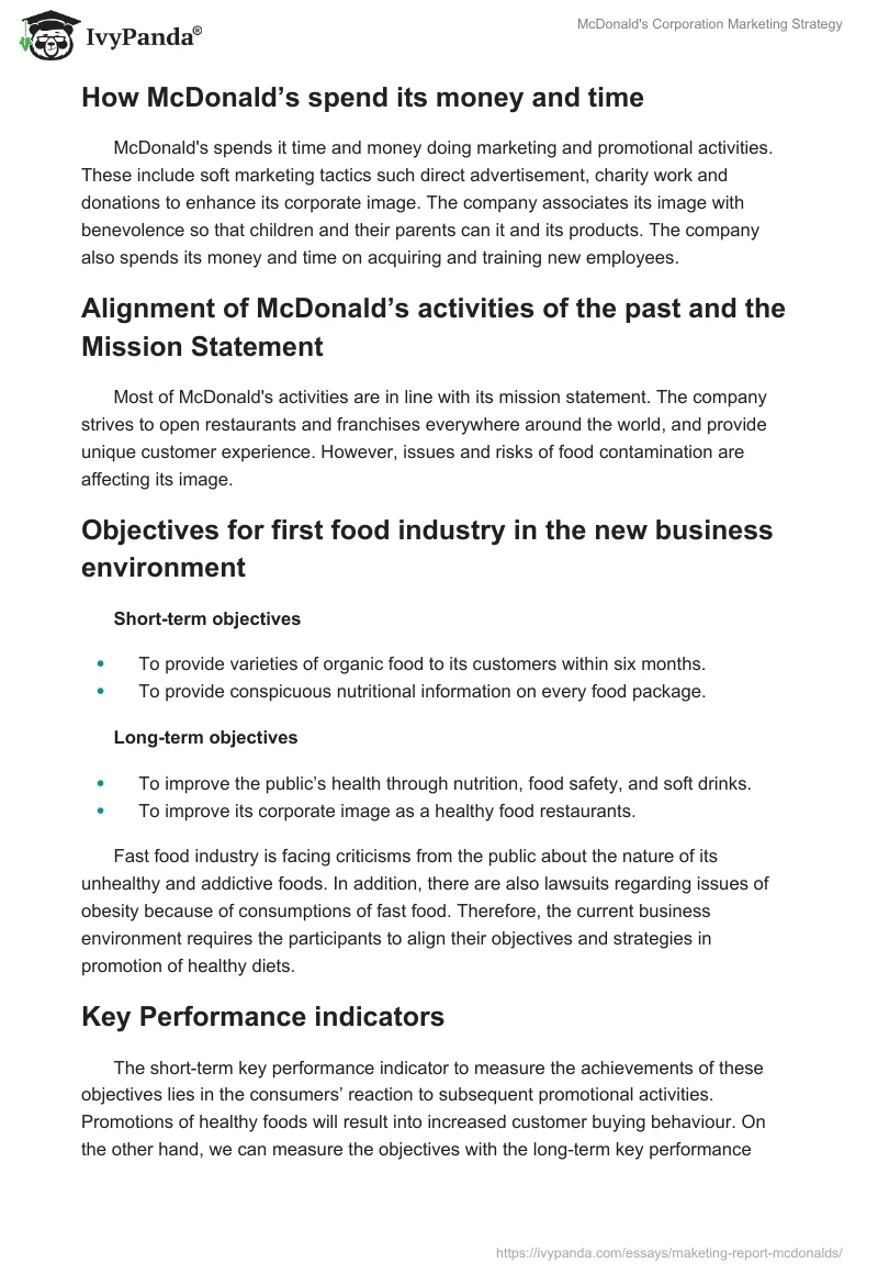 McDonald's Corporation Marketing Strategy. Page 3