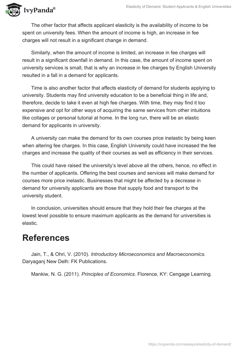 Elasticity of Demand: Student Applicants & English Universities. Page 2