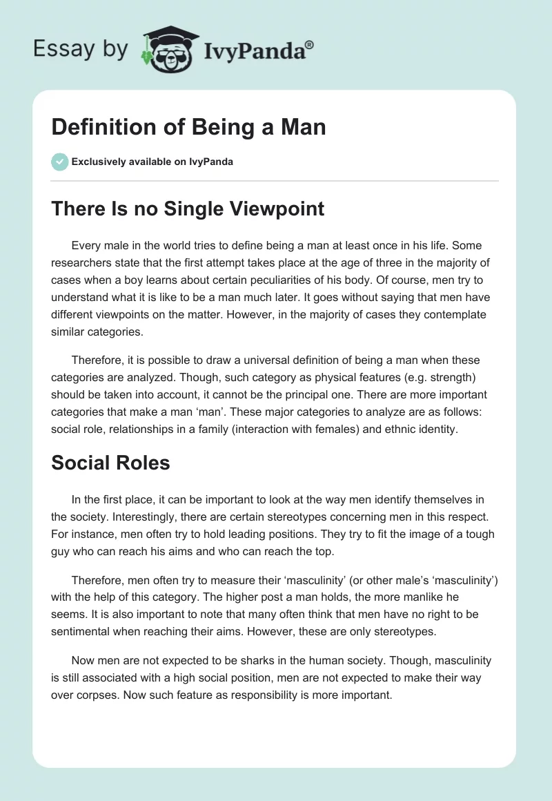 Definition of Being a Man. Page 1
