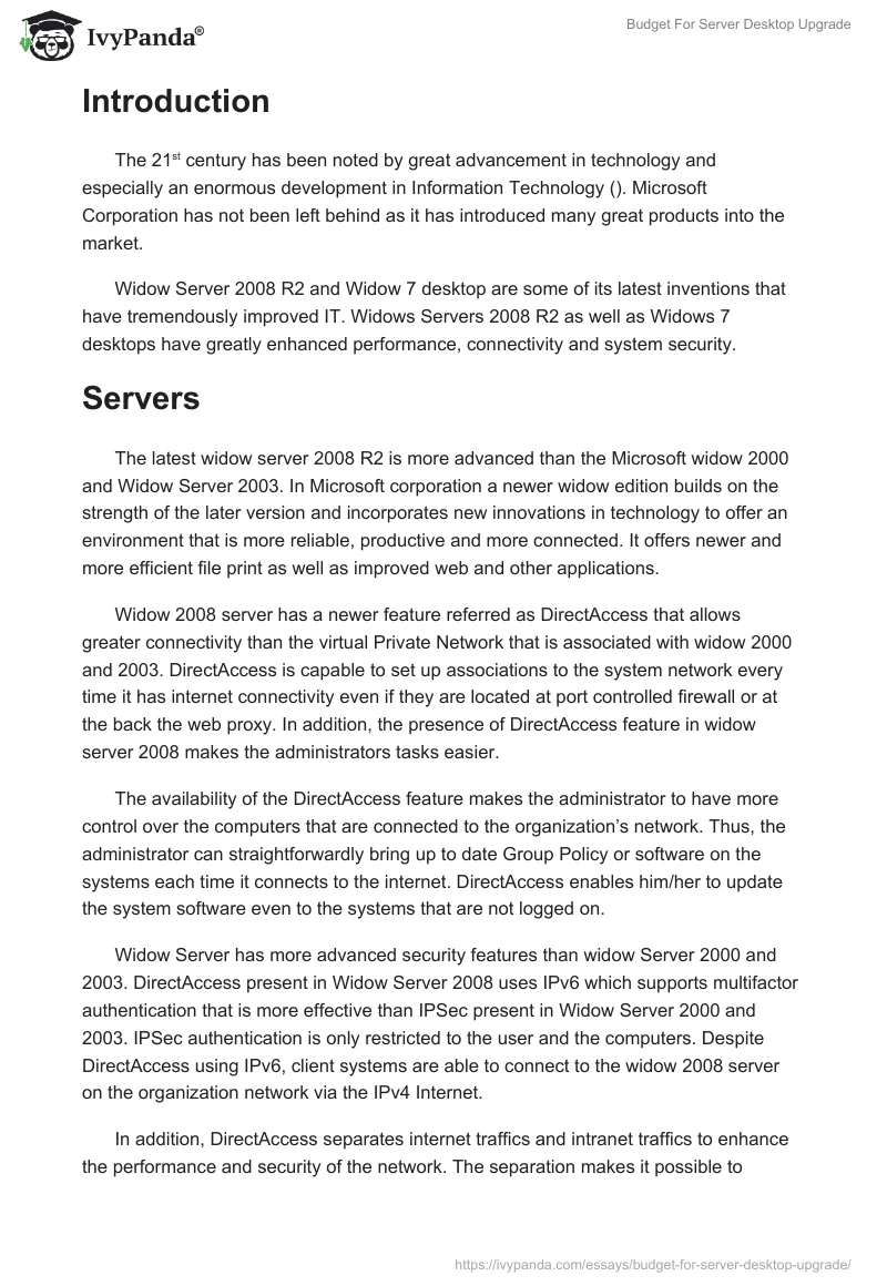 Budget For Server Desktop Upgrade. Page 2
