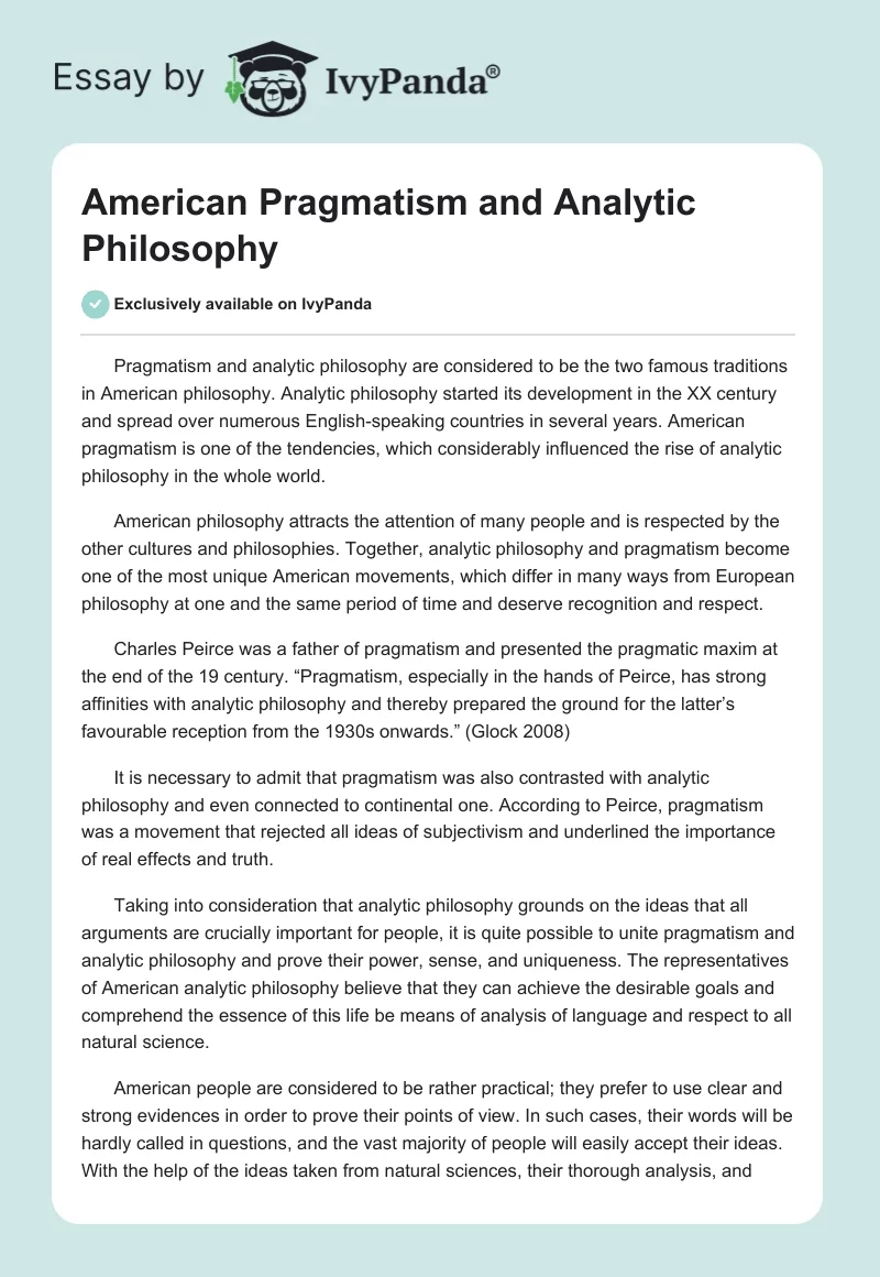 American Pragmatism and Analytic Philosophy. Page 1