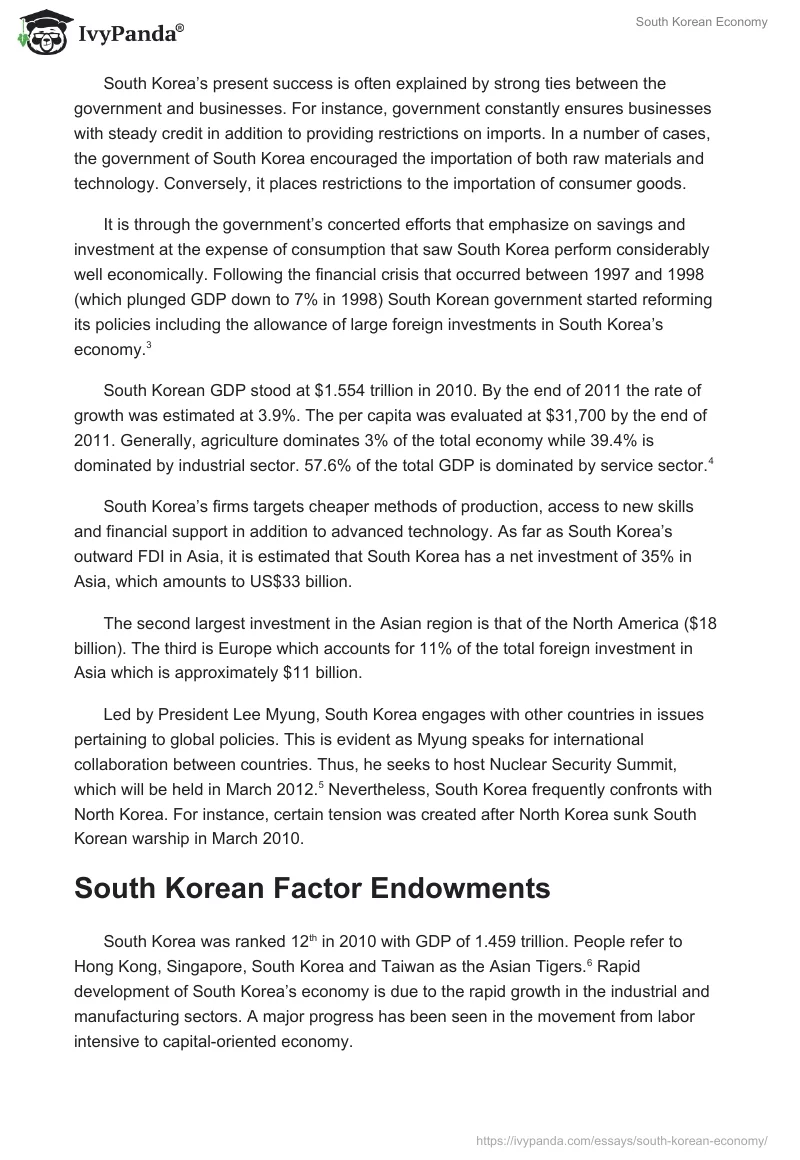 South Korean Economy. Page 2