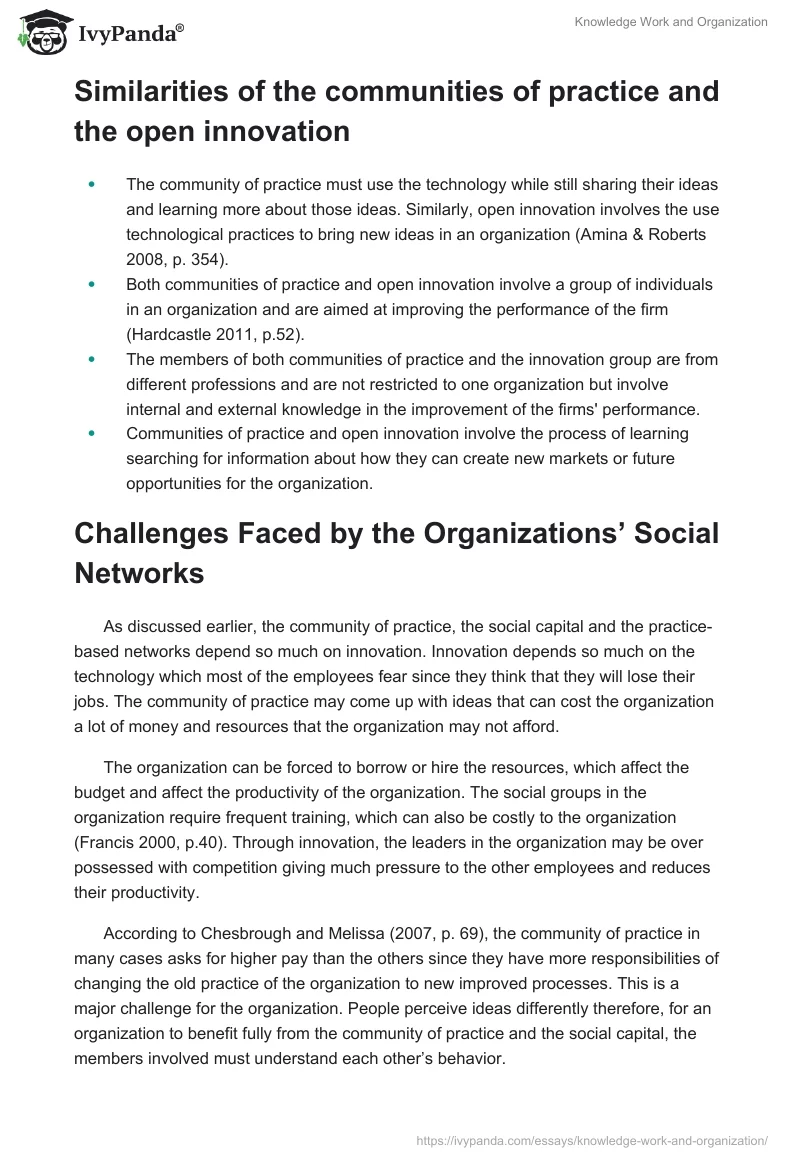 Knowledge Work and Organization. Page 4