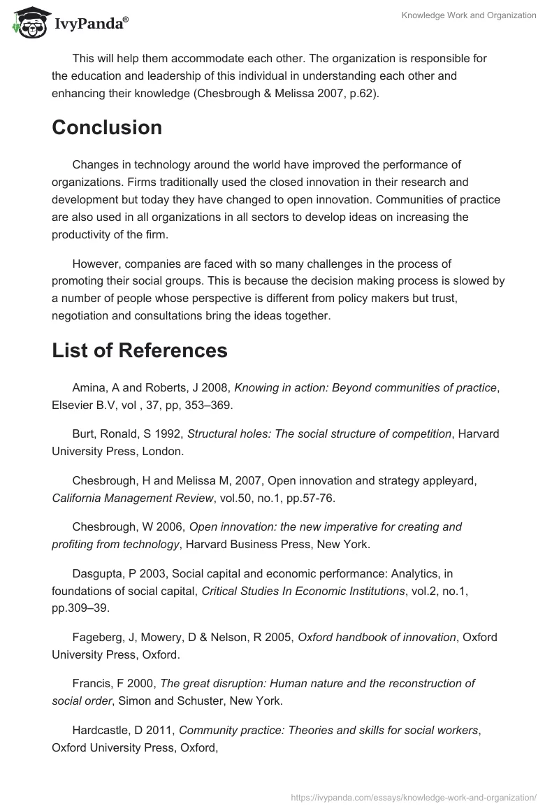 Knowledge Work and Organization. Page 5