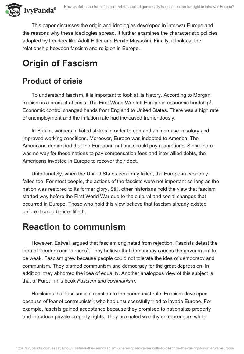How useful is the term ‘fascism’ when applied generically to describe the far right in interwar Europe?. Page 2