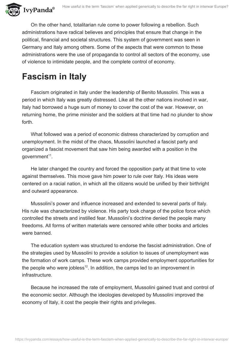 How useful is the term ‘fascism’ when applied generically to describe the far right in interwar Europe?. Page 5