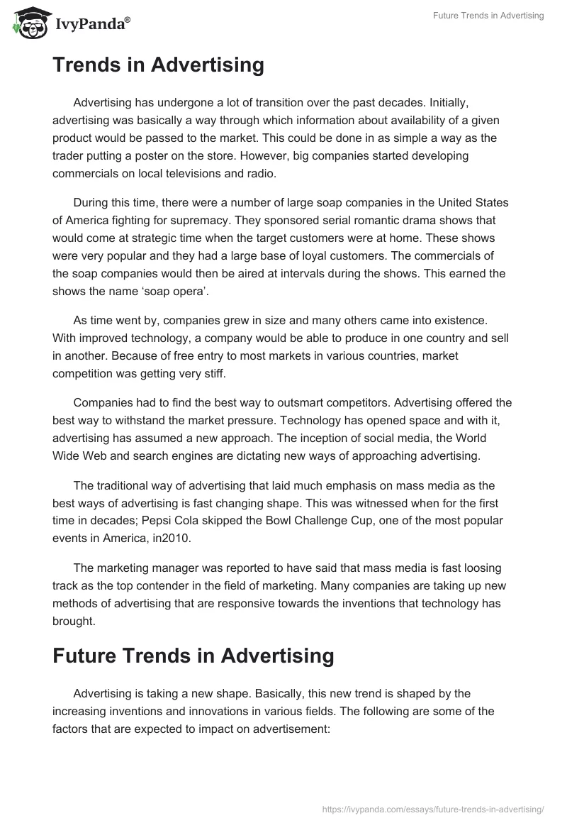 Future Trends in Advertising. Page 2