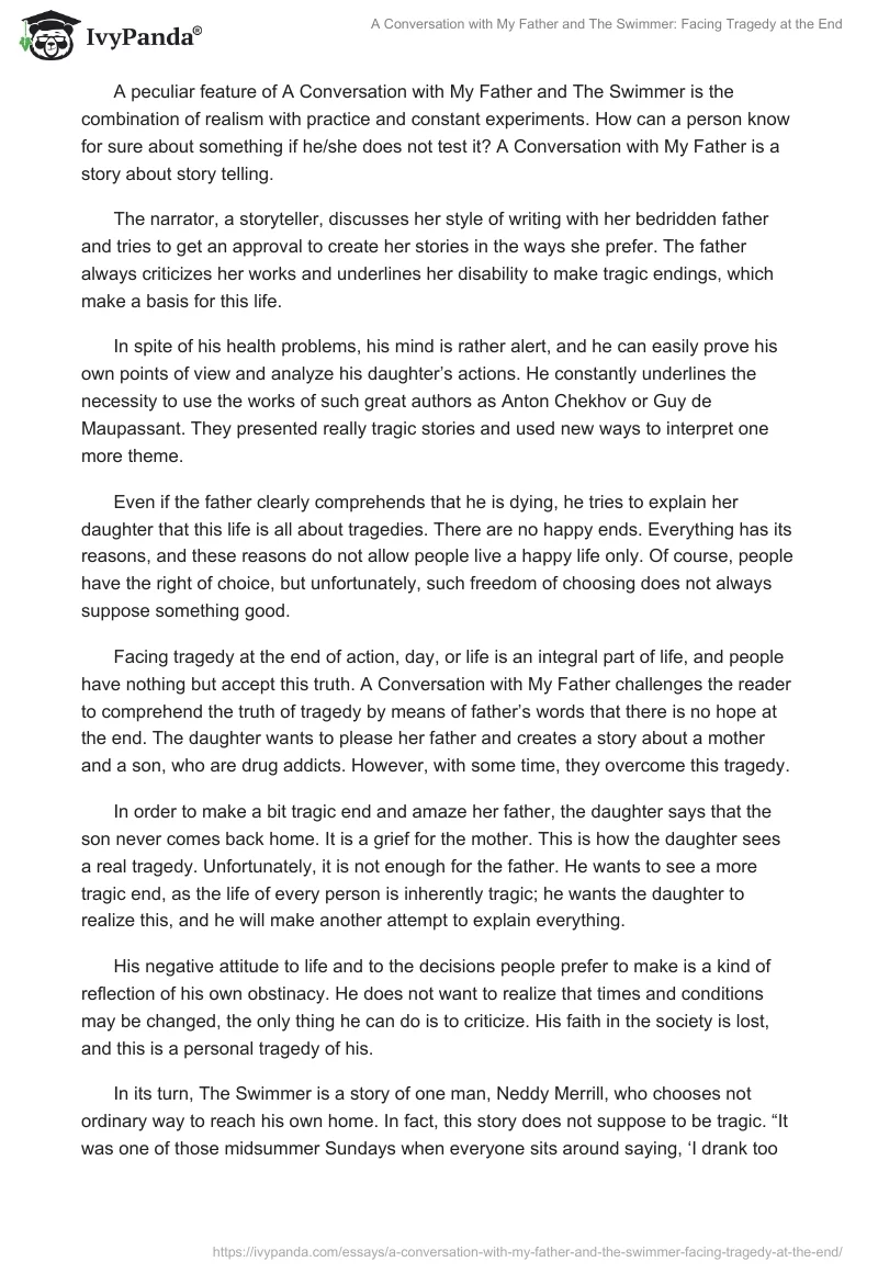 A Conversation with My Father and The Swimmer: Facing Tragedy at the End. Page 2