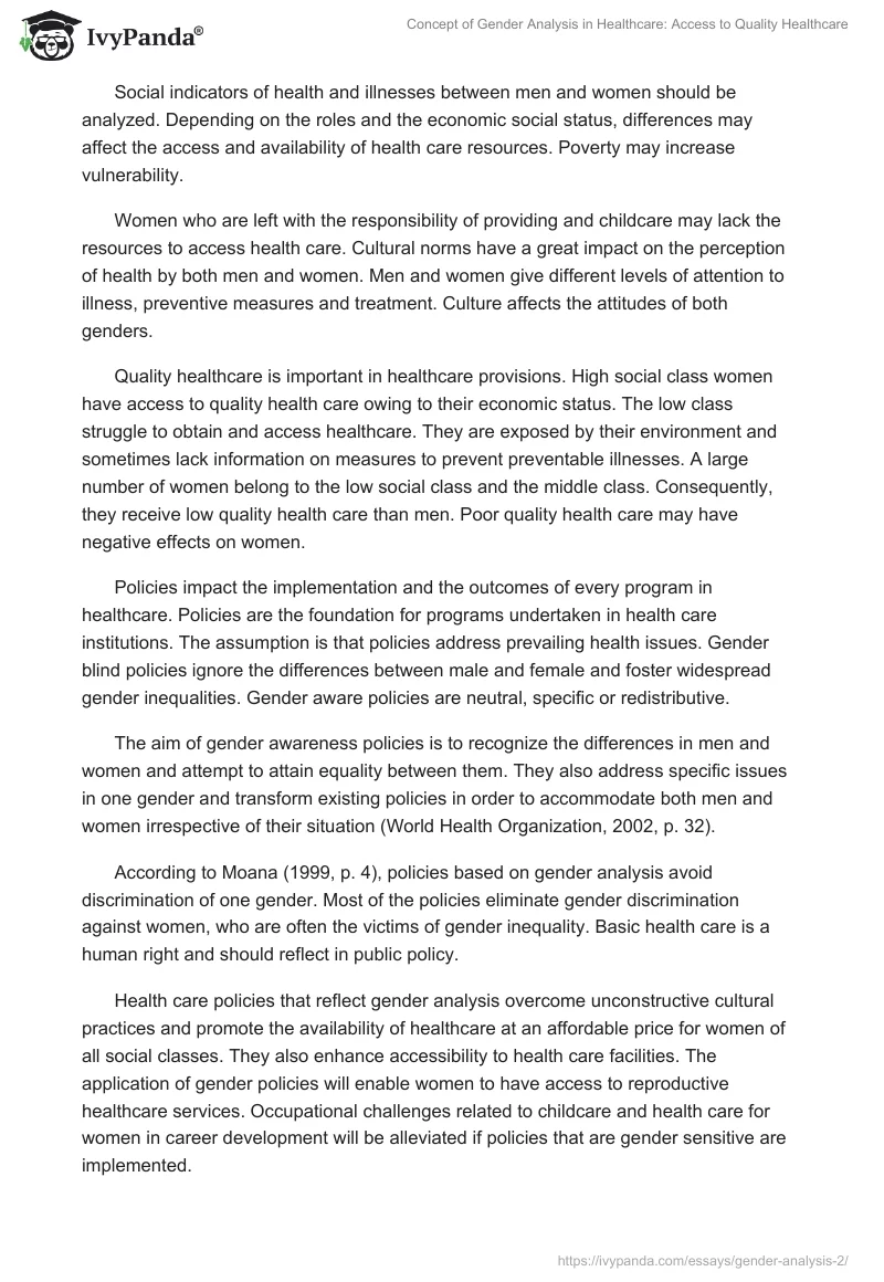 Concept of Gender Analysis in Healthcare: Access to Quality Healthcare. Page 3