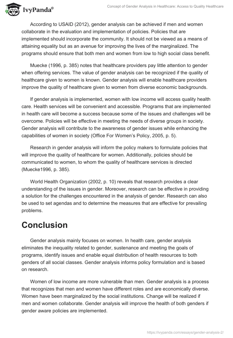 Concept of Gender Analysis in Healthcare: Access to Quality Healthcare. Page 4