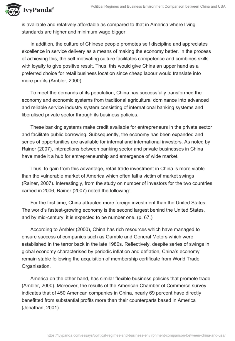 Political Regimes and Business Environment Comparison Between China and USA. Page 3
