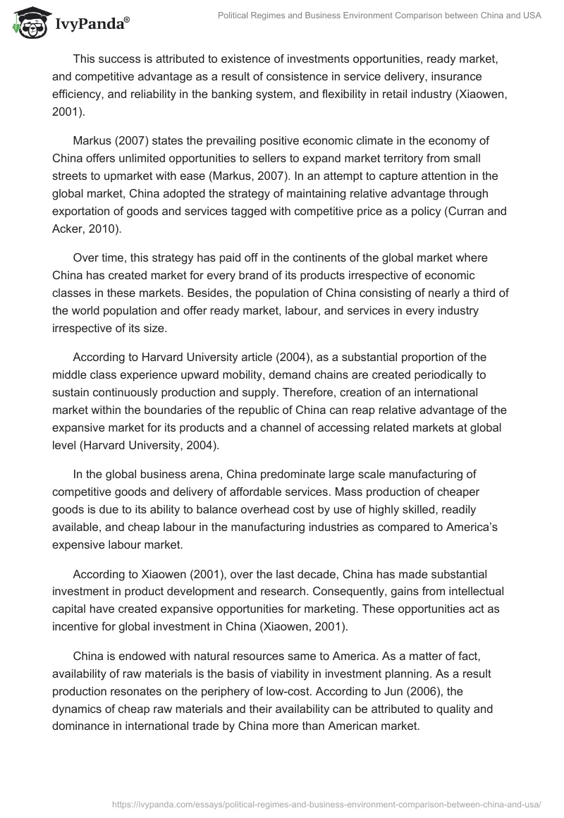 Political Regimes and Business Environment Comparison Between China and USA. Page 4