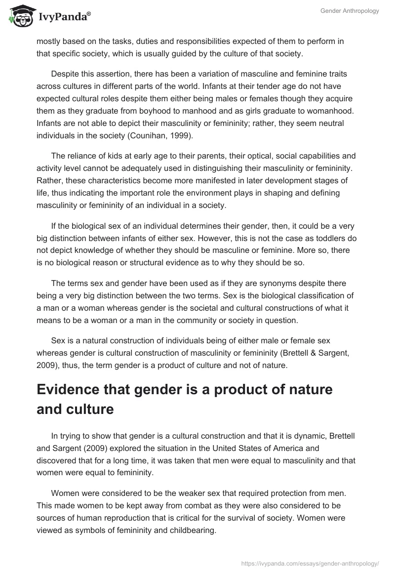 Gender Anthropology. Page 2