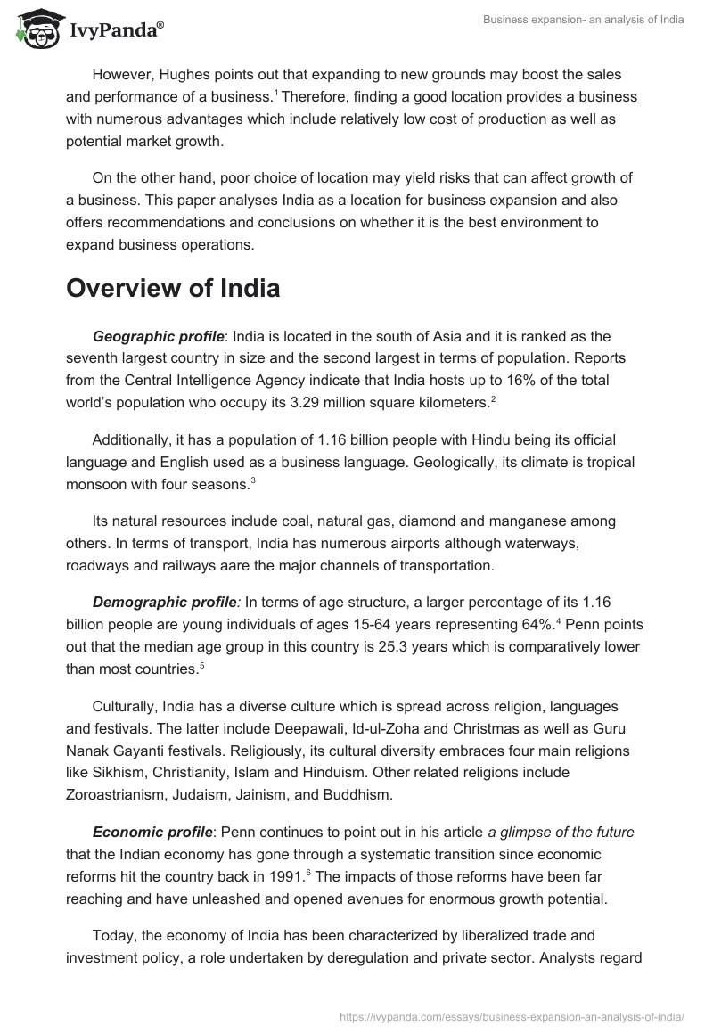 Business expansion- an analysis of India. Page 2
