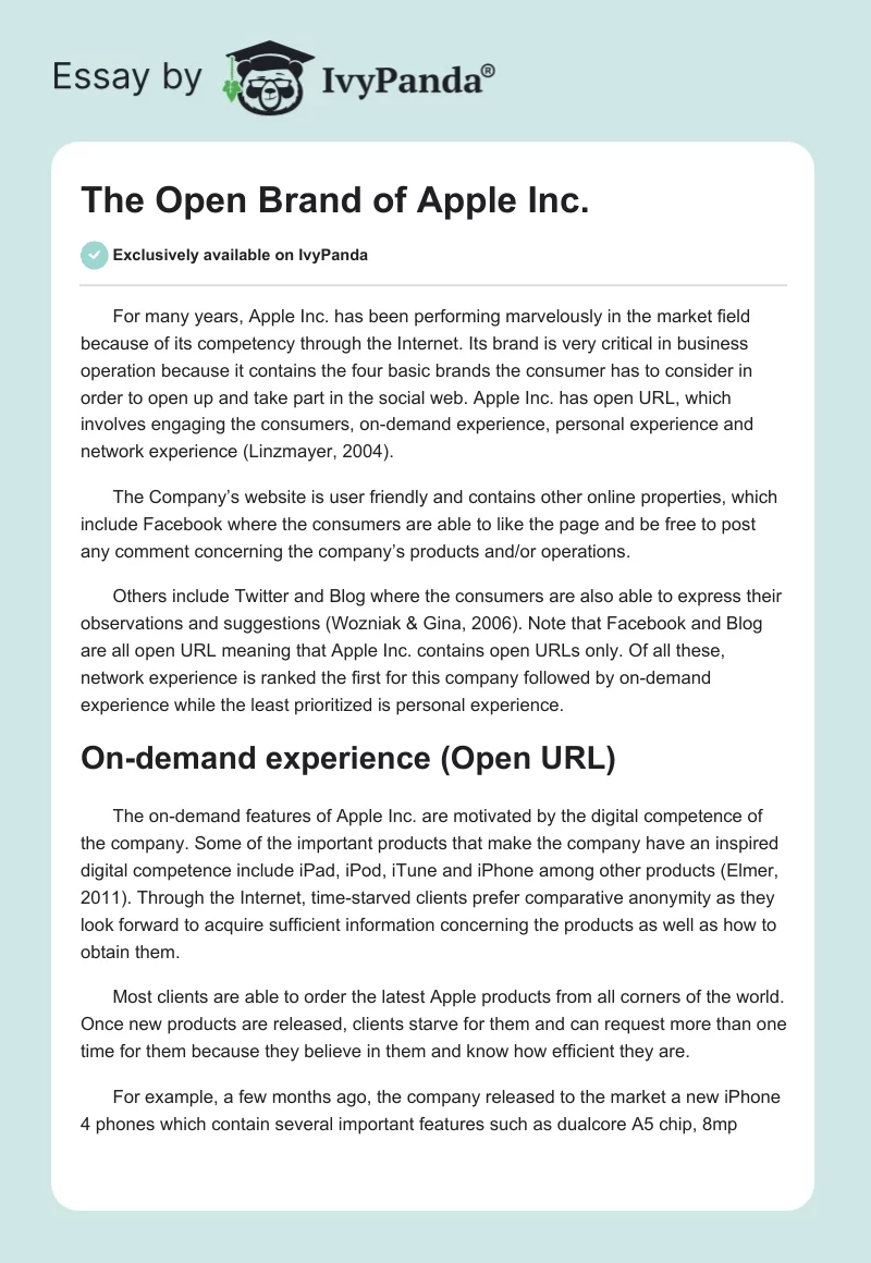 The Open Brand of Apple Inc.. Page 1