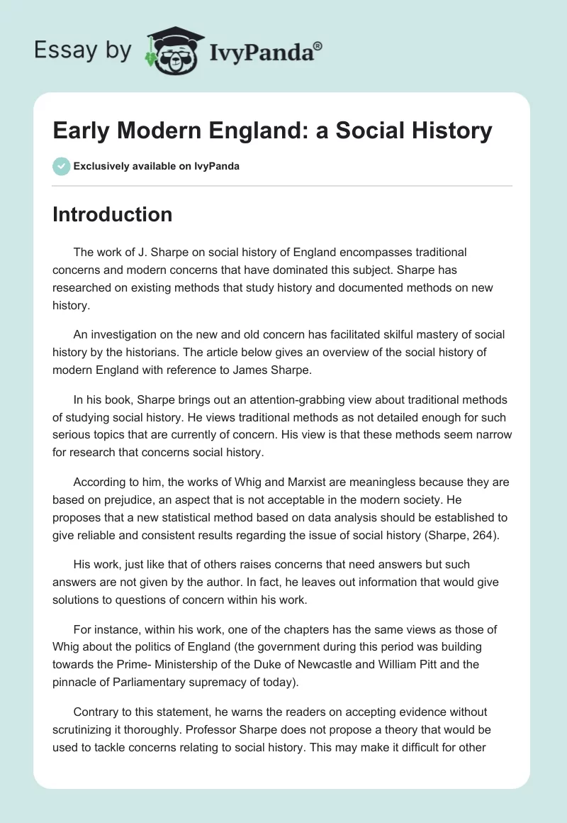 Early Modern England: a Social History. Page 1