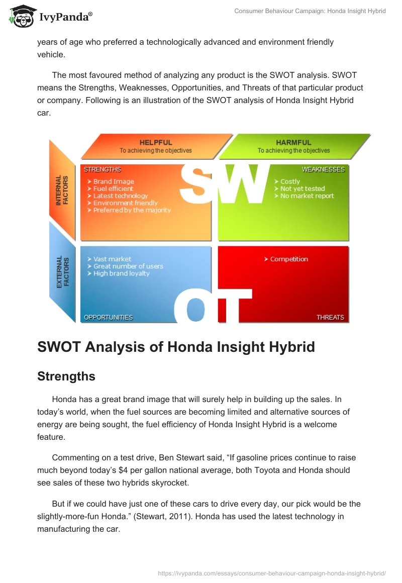 Consumer Behaviour Campaign: Honda Insight Hybrid. Page 2