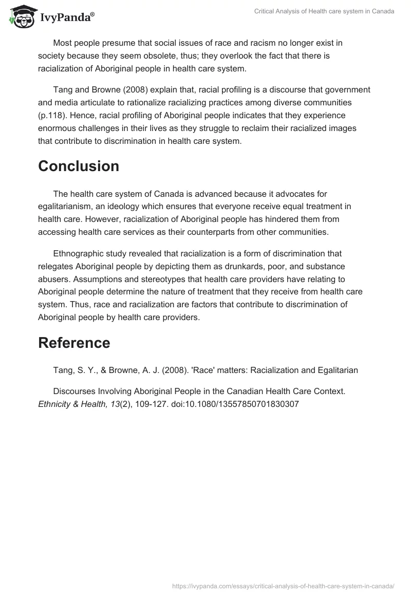 Critical Analysis of Health care system in Canada. Page 4