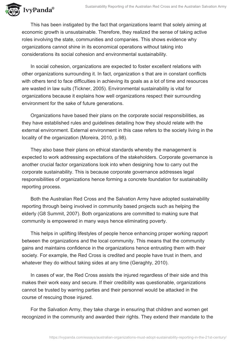 Sustainability Reporting of the Australian Red Cross and the Australian Salvation Army. Page 3