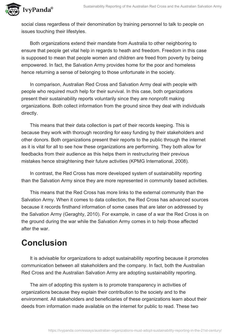 Sustainability Reporting of the Australian Red Cross and the Australian Salvation Army. Page 4
