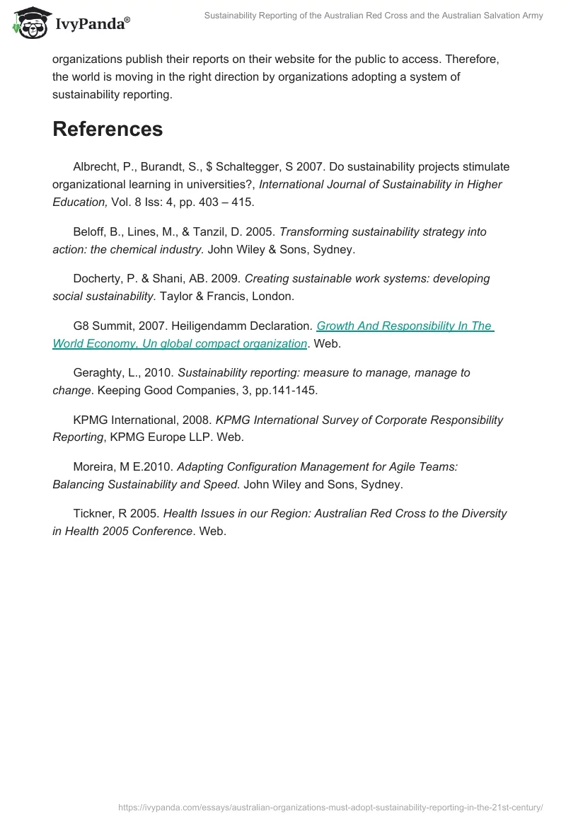 Sustainability Reporting of the Australian Red Cross and the Australian Salvation Army. Page 5
