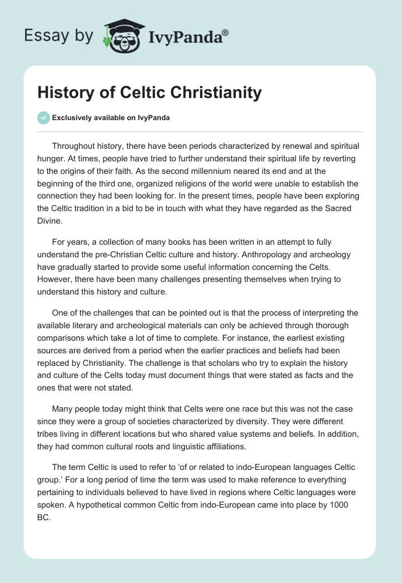 History of Celtic Christianity. Page 1