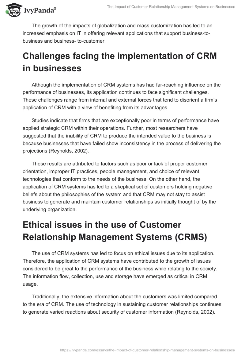 The Impact of Customer Relationship Management Systems on Businesses. Page 4