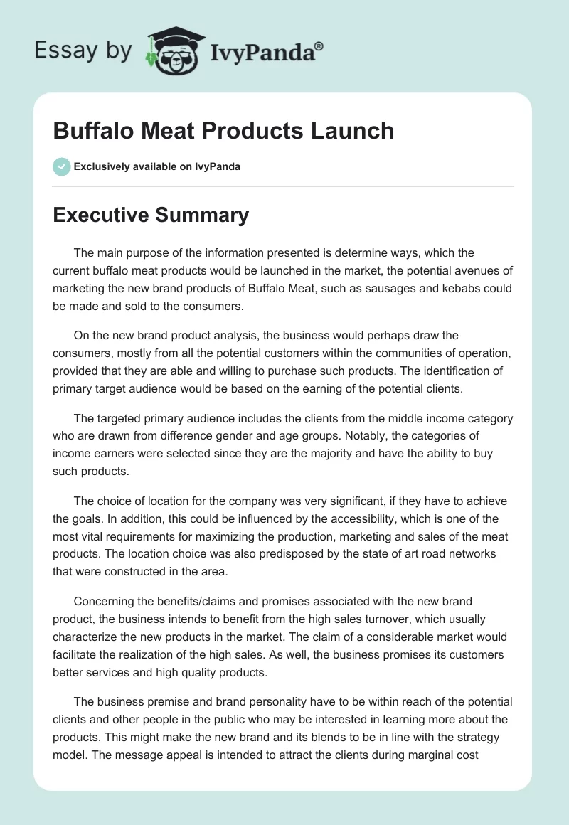 Buffalo Meat Products Launch. Page 1