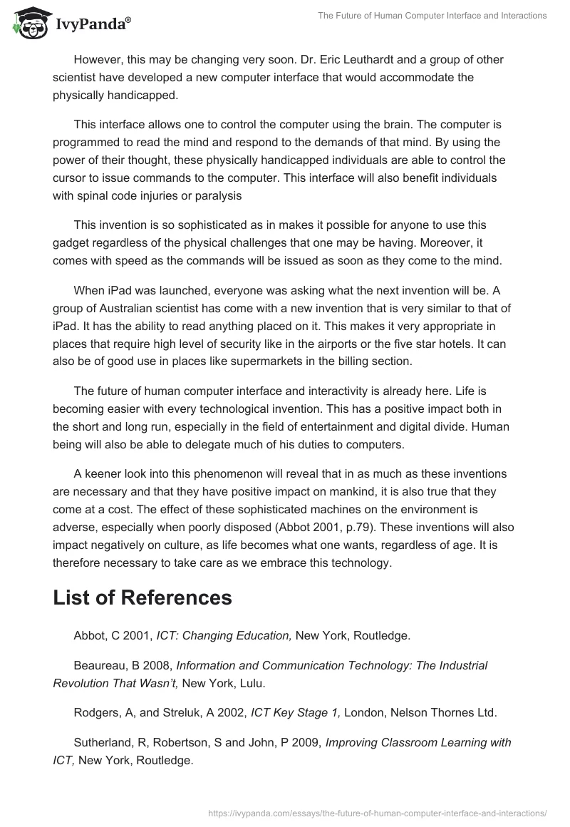 The Future of Human Computer Interface and Interactions. Page 2