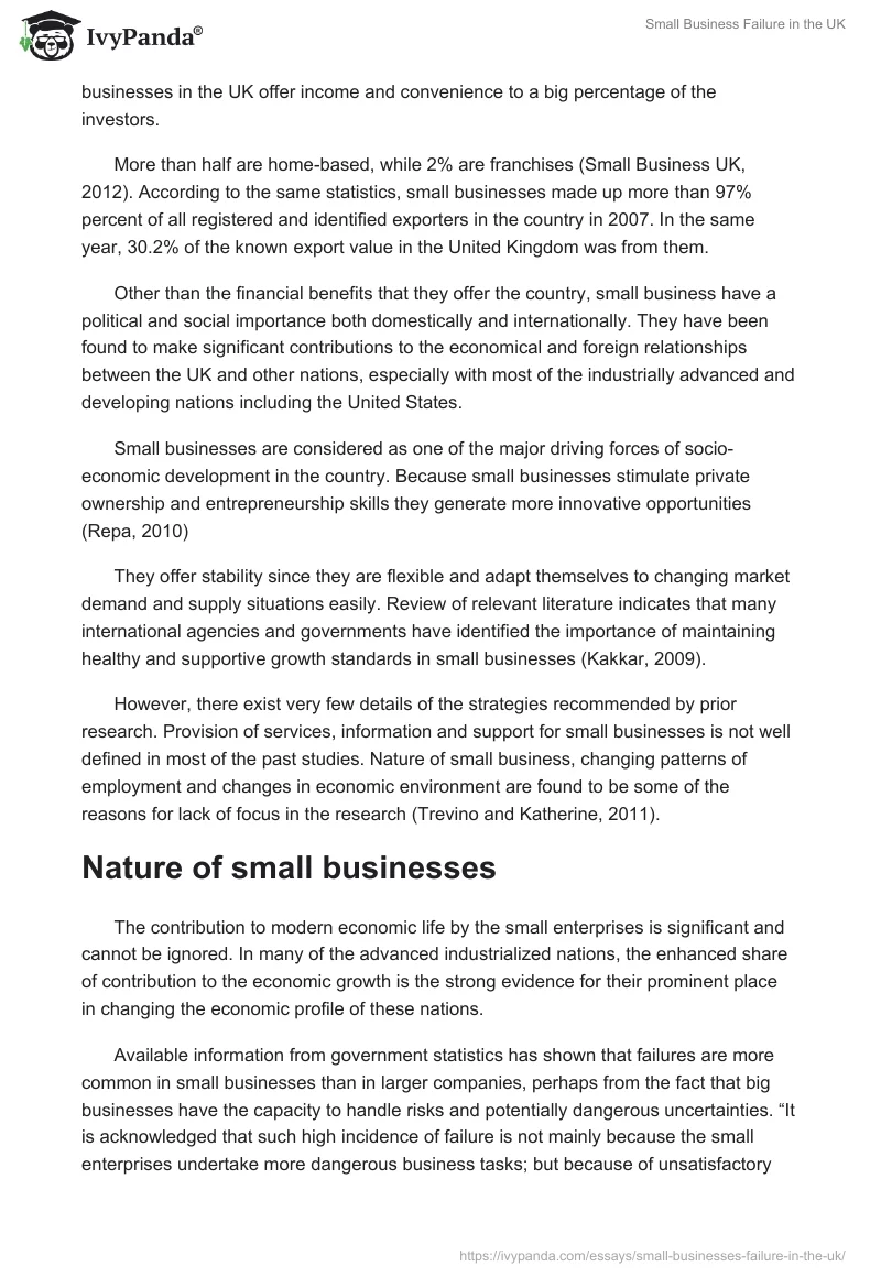 Small Business Failure in the UK. Page 2