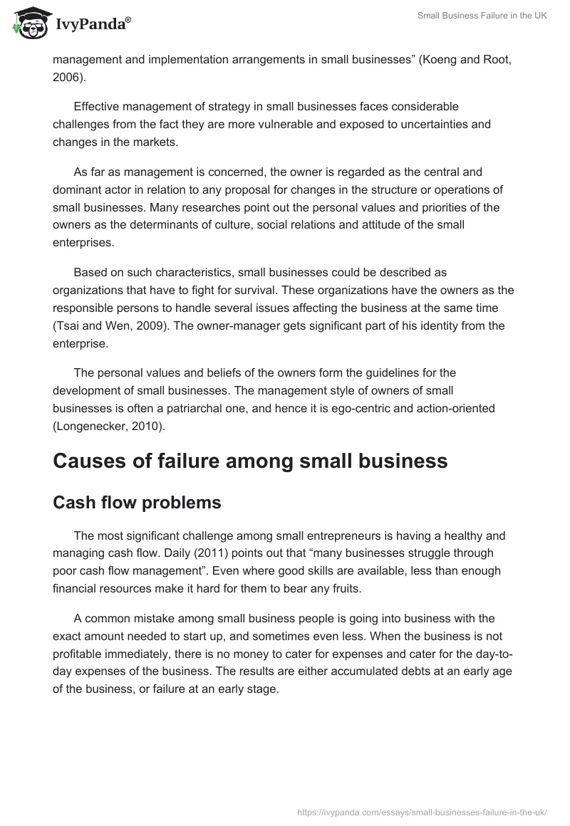 Small Business Failure in the UK. Page 3