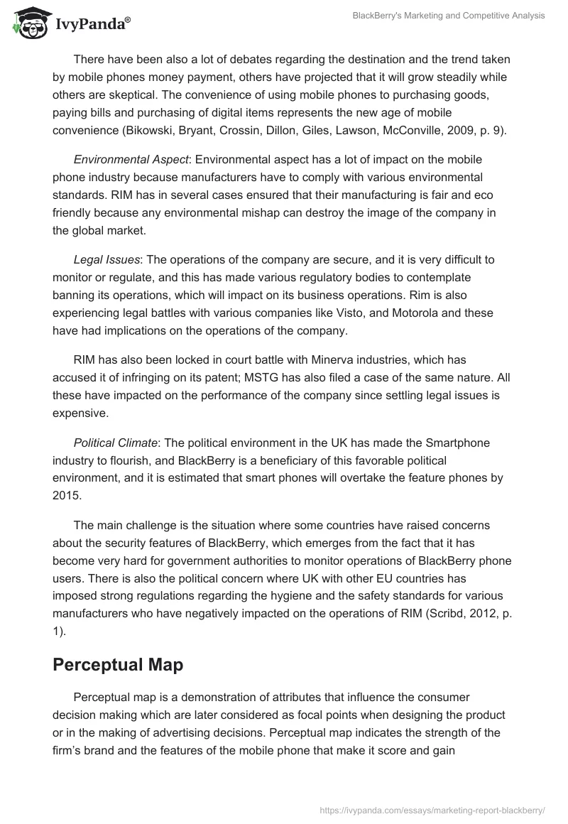 BlackBerry's Marketing and Competitive Analysis. Page 4