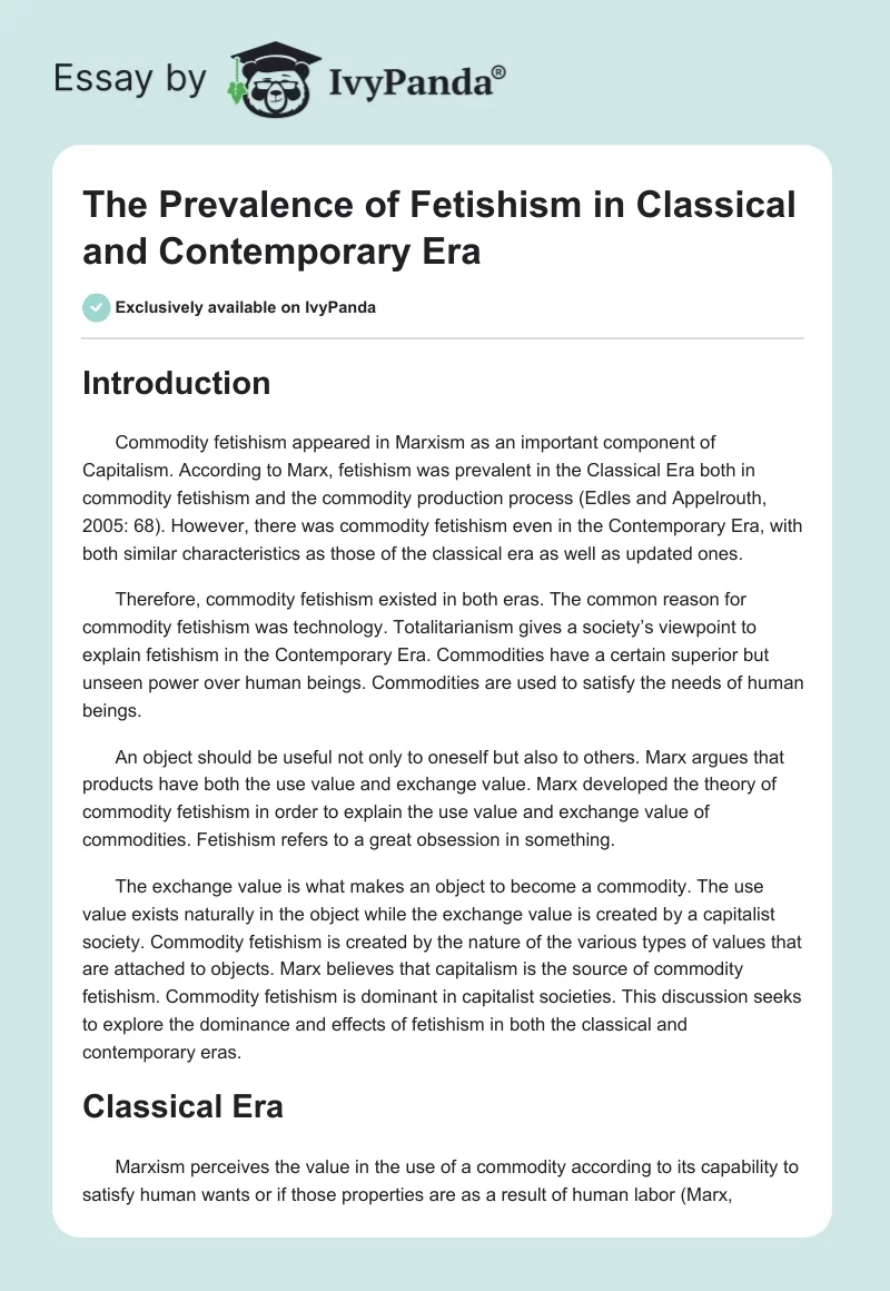 The Prevalence of Fetishism in Classical and Contemporary Era. Page 1