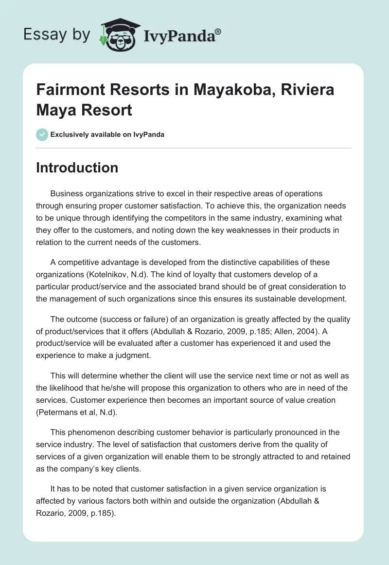 Fairmont Resorts in Mayakoba, Riviera Maya Resort. Page 1