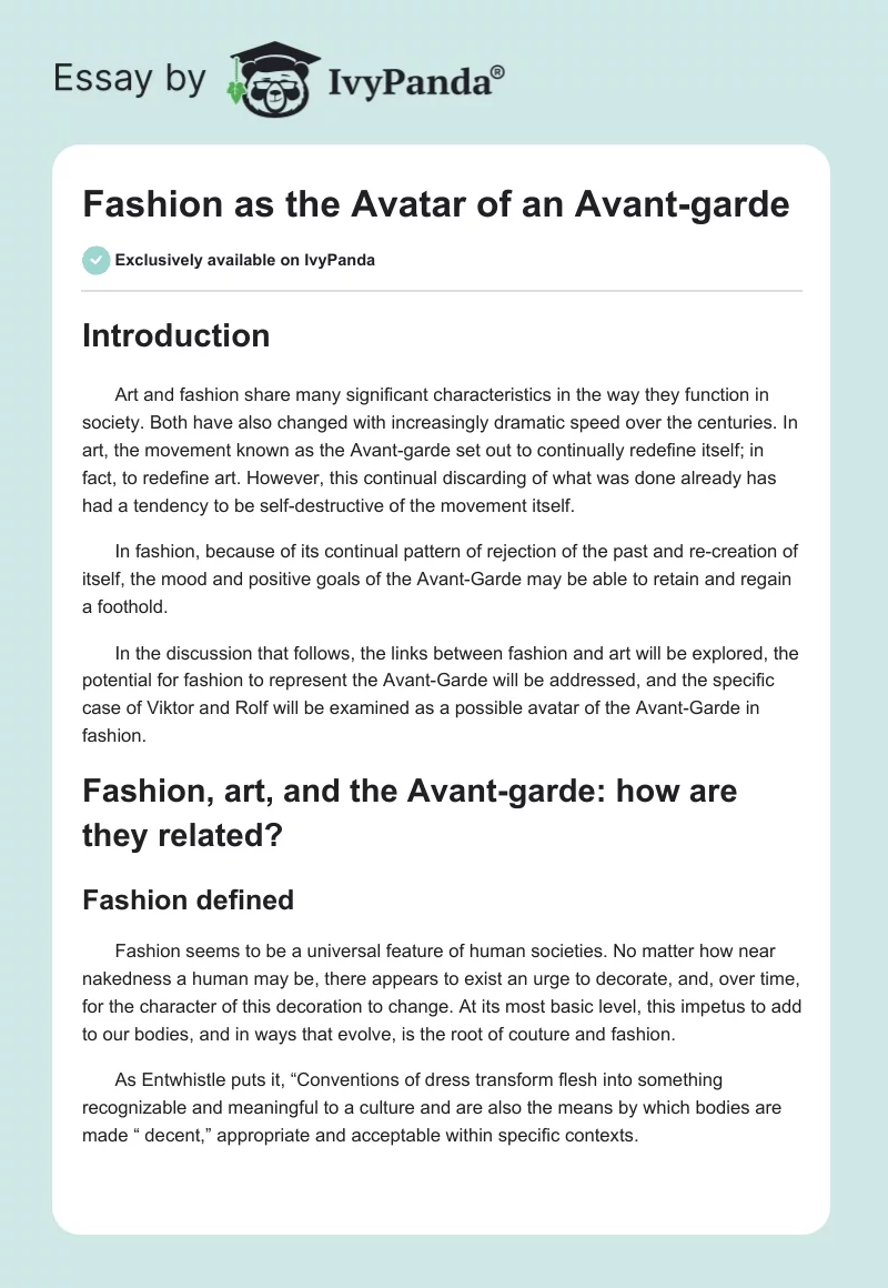 Fashion as the Avatar of an Avant-garde. Page 1