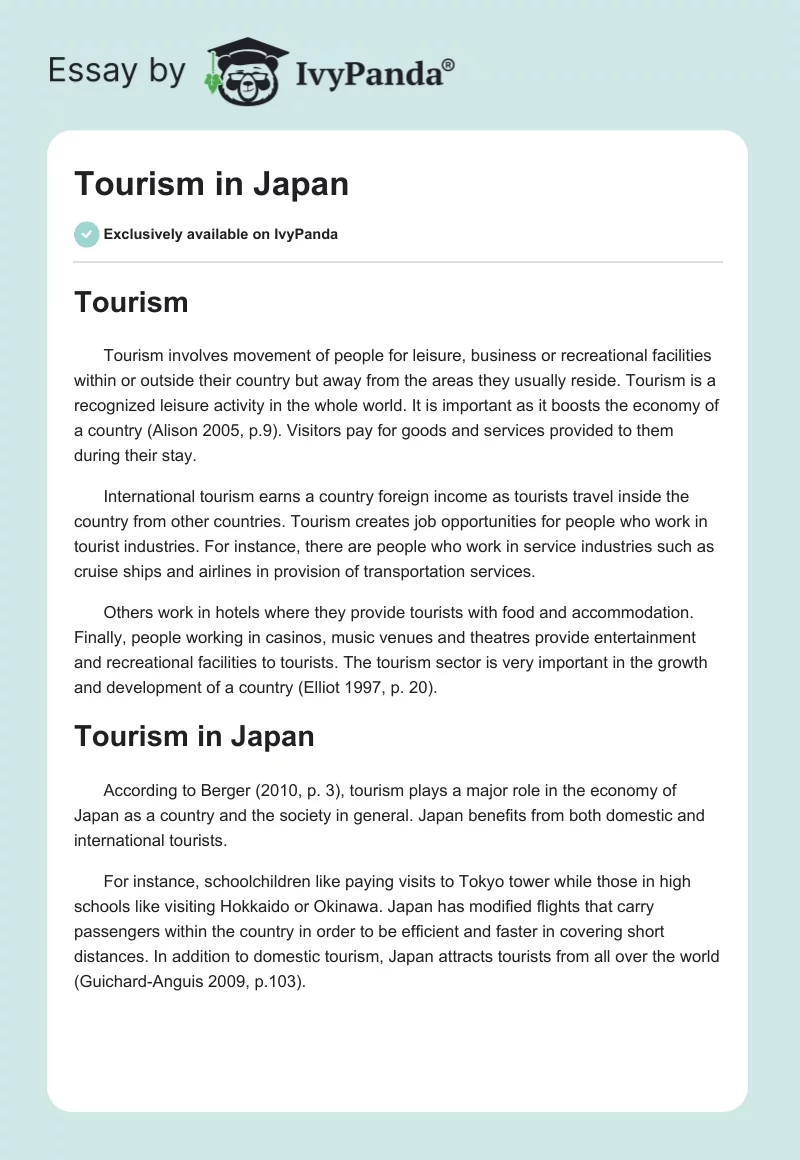 Tourism in Japan. Page 1