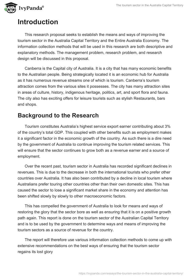 The tourism sector in the Australia Capital Territory. Page 2