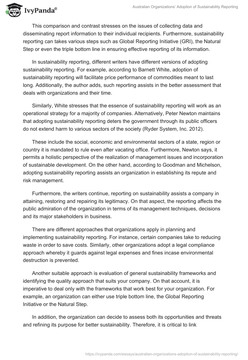 Australian Organizations’ Adoption of Sustainability Reporting. Page 2
