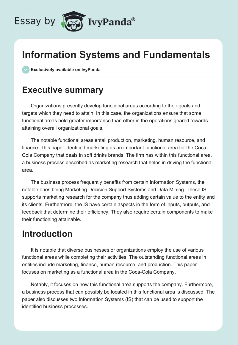 Information Systems and Fundamentals. Page 1
