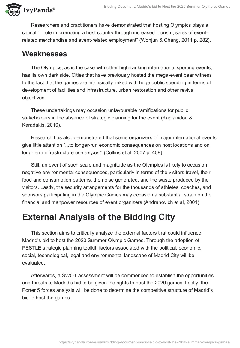 Bidding Document: Madrid’s bid to Host the 2020 Summer Olympics Games. Page 4
