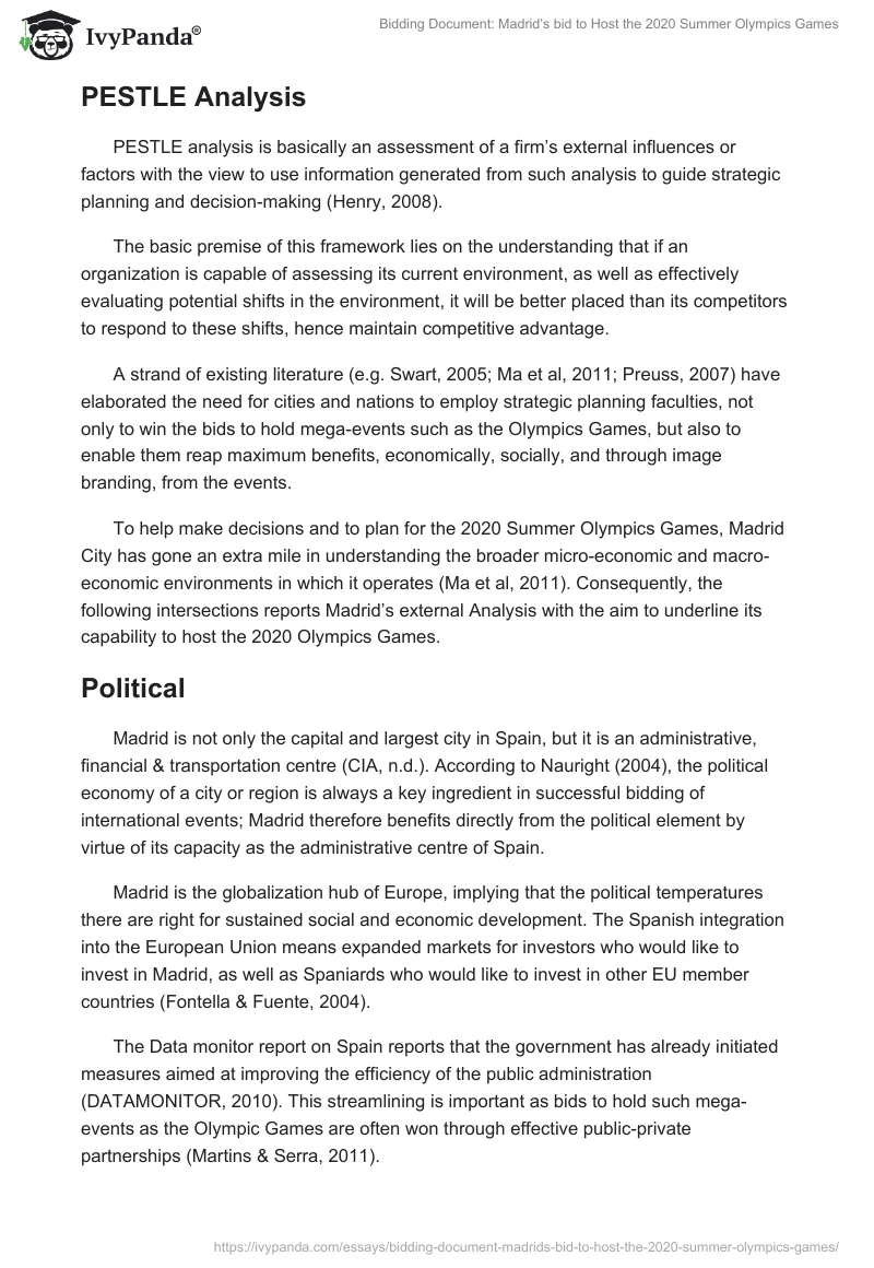 Bidding Document: Madrid’s bid to Host the 2020 Summer Olympics Games. Page 5